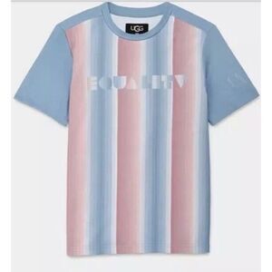 UGG Pride EQUALITY Logo Tee Unisex Sz S Pastel Stripes LGBTQ Allyship‎